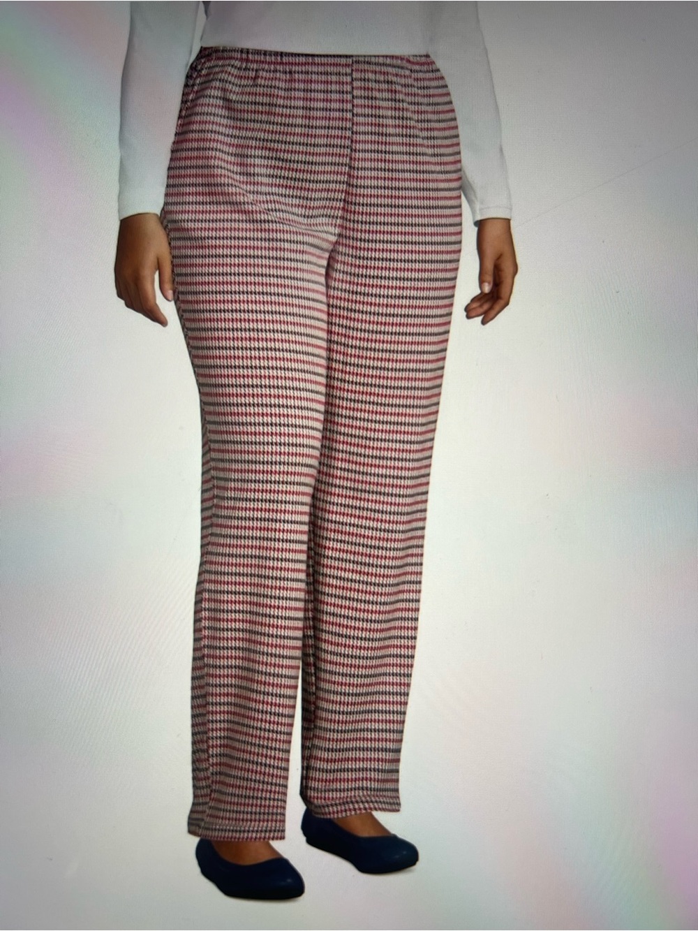 Land’s End Red & Blue Houndstooth Pull-on Stretch Pants